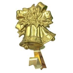 VTG HALLMARK 1982 Brass Bells Mantel Stocking Hanger Heavy brass Christmas decor
